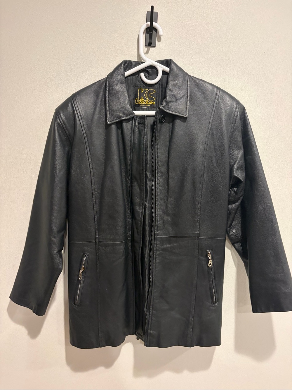 KC Collection Men's Black Leather Zip Jacket